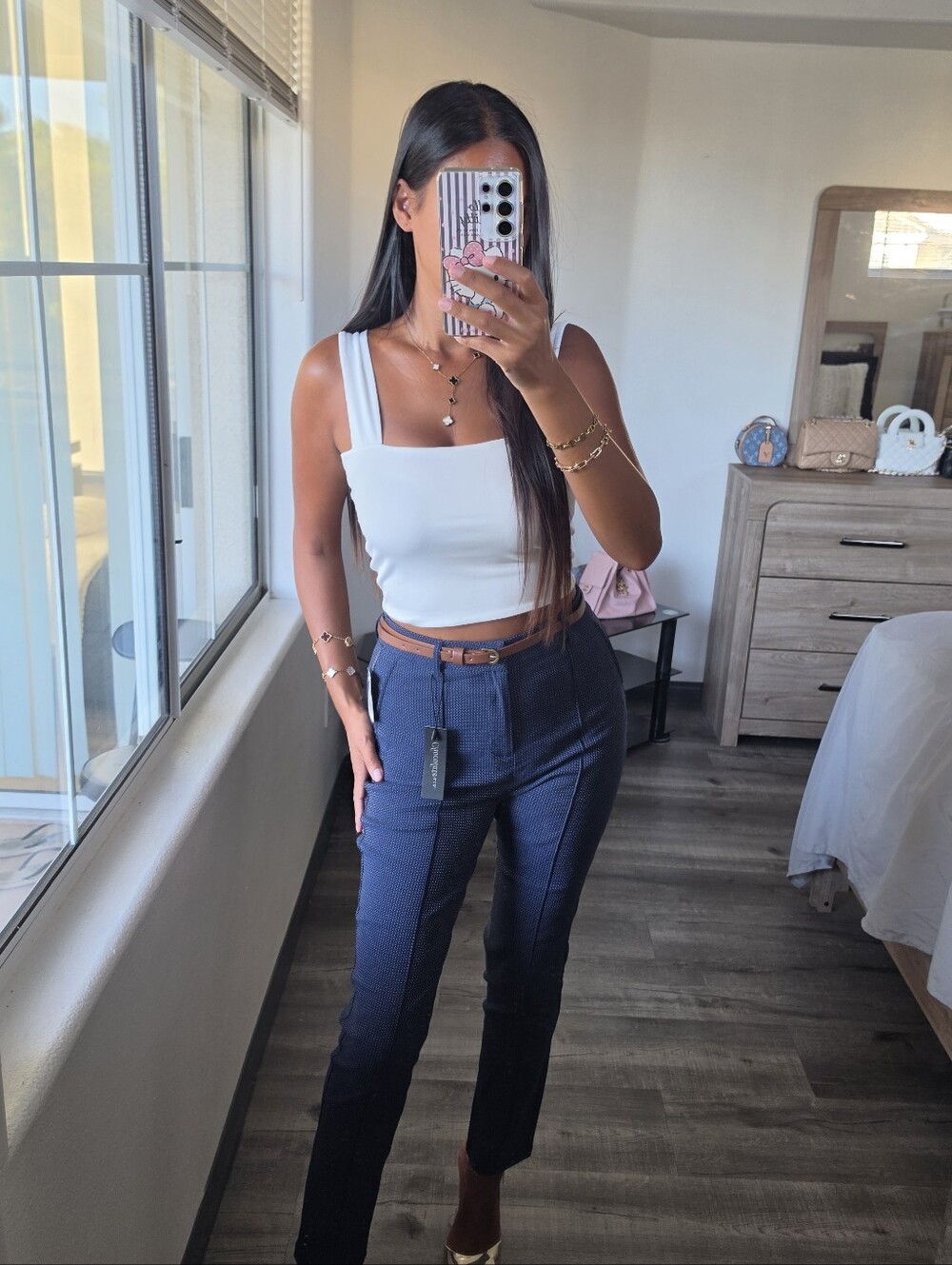 Classic Cutting Pants Cut Right Blue Sea Straight Cigarette Stretchy